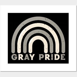 Gray Pride Retro Rainbow Deign Posters and Art